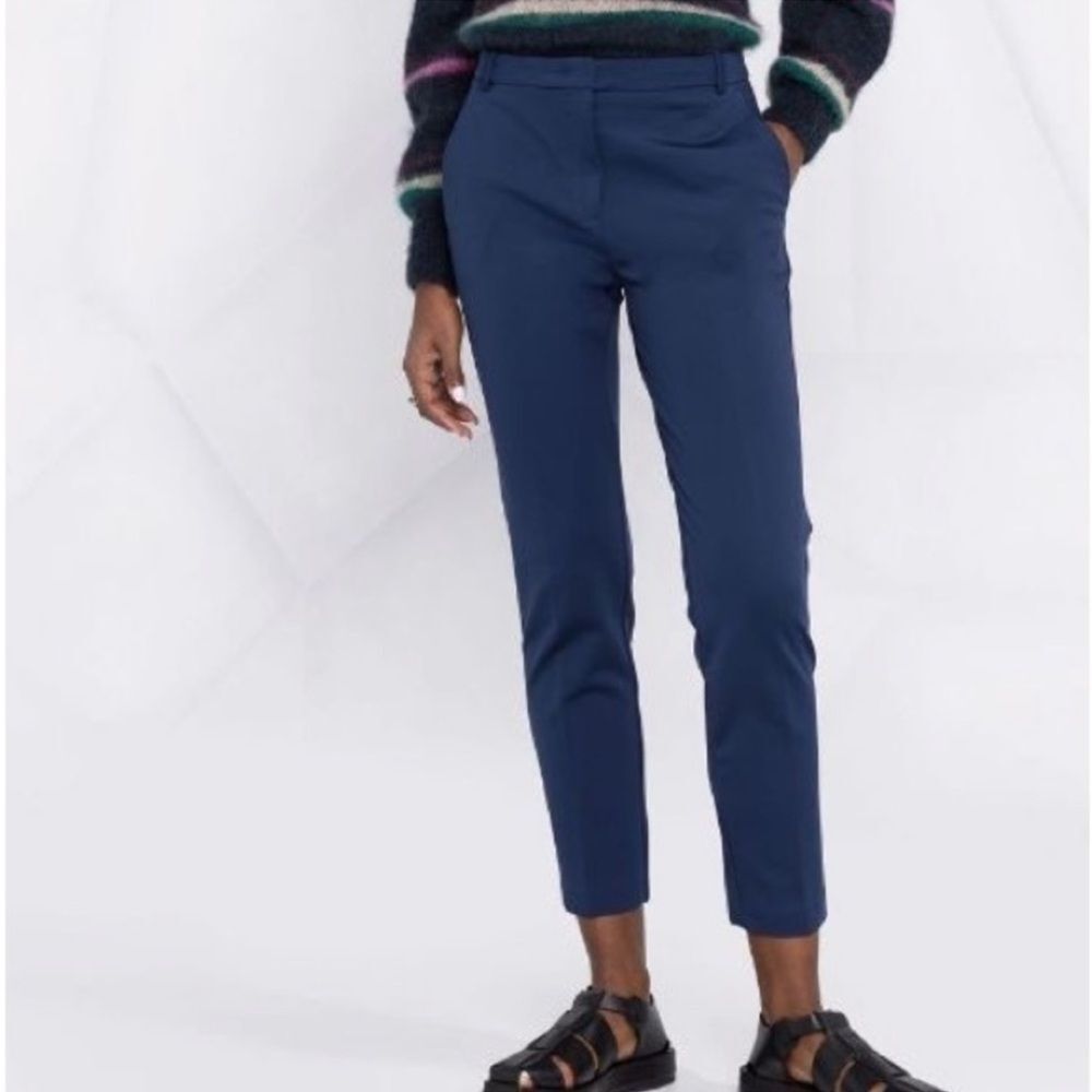 Pinko Italian Navy Blue Cropped Viscose Trousers Stretchy size 6